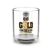 Go Gold for the Kids Glass Mug — 10oz Childhood Cancer Awareness Ribbon Coffee Cup