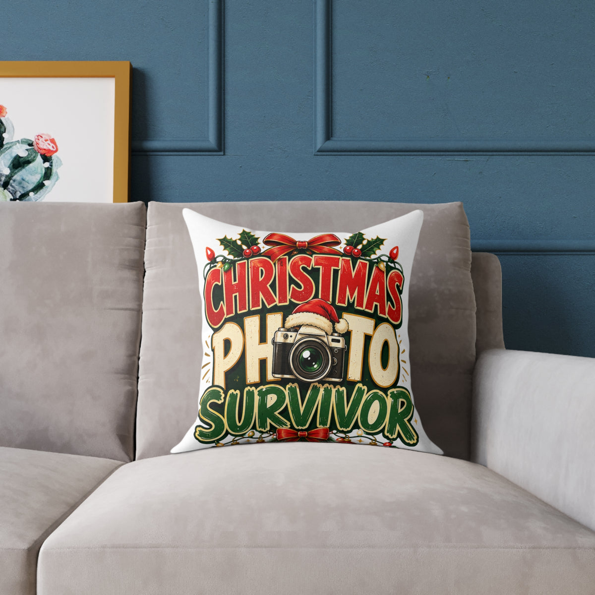 Christmas Photo Survivor Pillow — Holiday Camera Photographer Gift