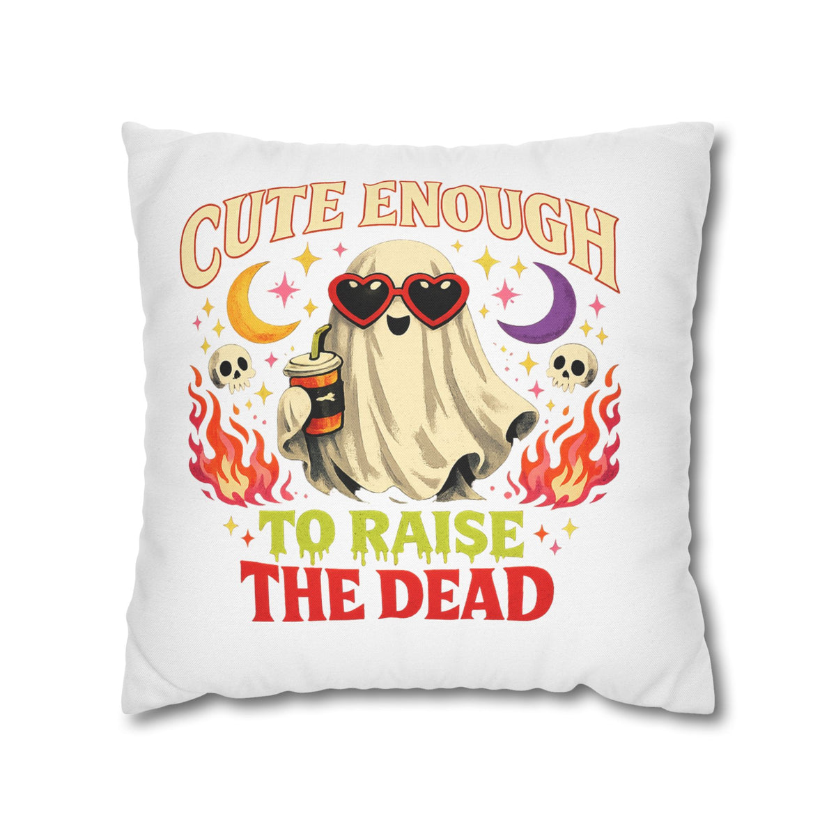 Halloween Cute Enough to Raise the Dead Ghost Pillowcase — Halloween Decorative Throw Pillow Cover
