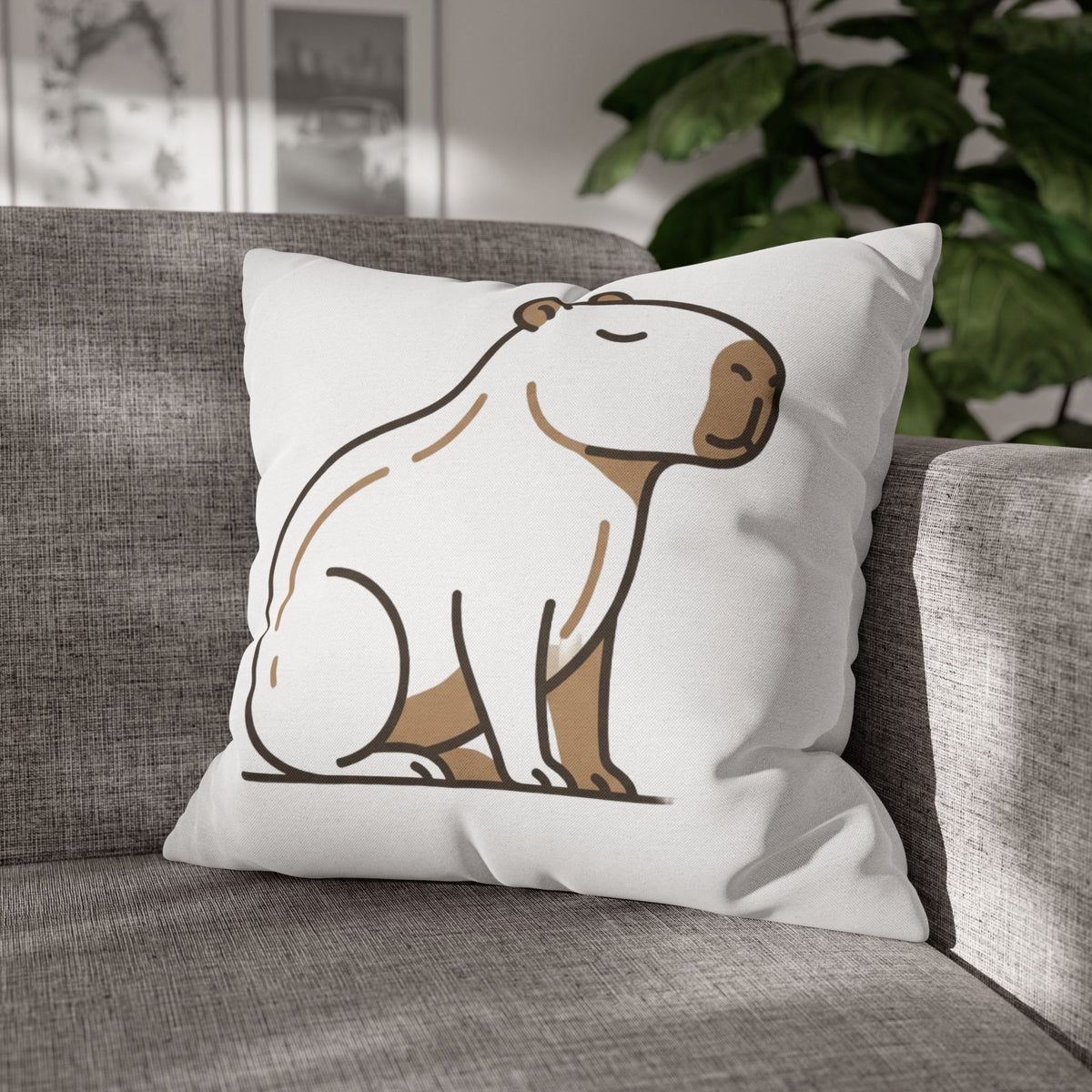 Funny Capybara Cute Throw Pillowcase – Minimalist Animal Decorative Cushion