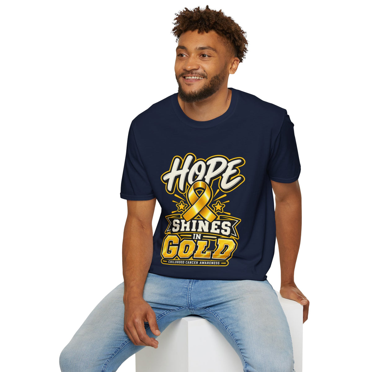 Hope Shines in Gold T-Shirt — Childhood Cancer Awareness Tee