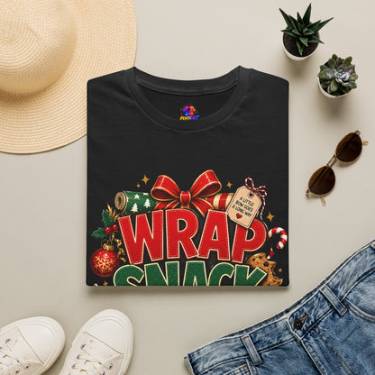 T-Shirt — "Wrap Snack Repeat" Christmas Graphic Tee