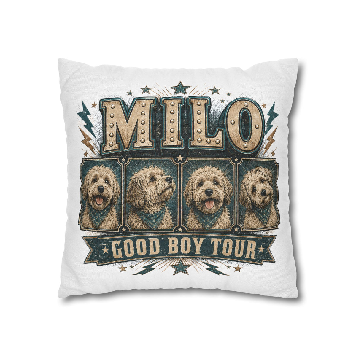 Milo "Good Boy Tour" Dog Photo Throw Pillowcase Milo Bailey Dog Dad Mom