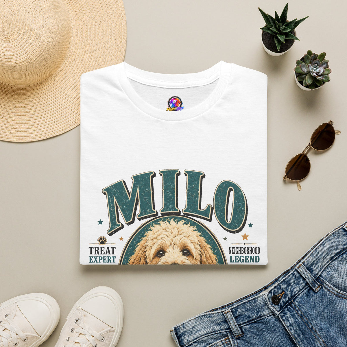 Dog Lover T-Shirt — "MILO" Personalized Pet Portrait Tee