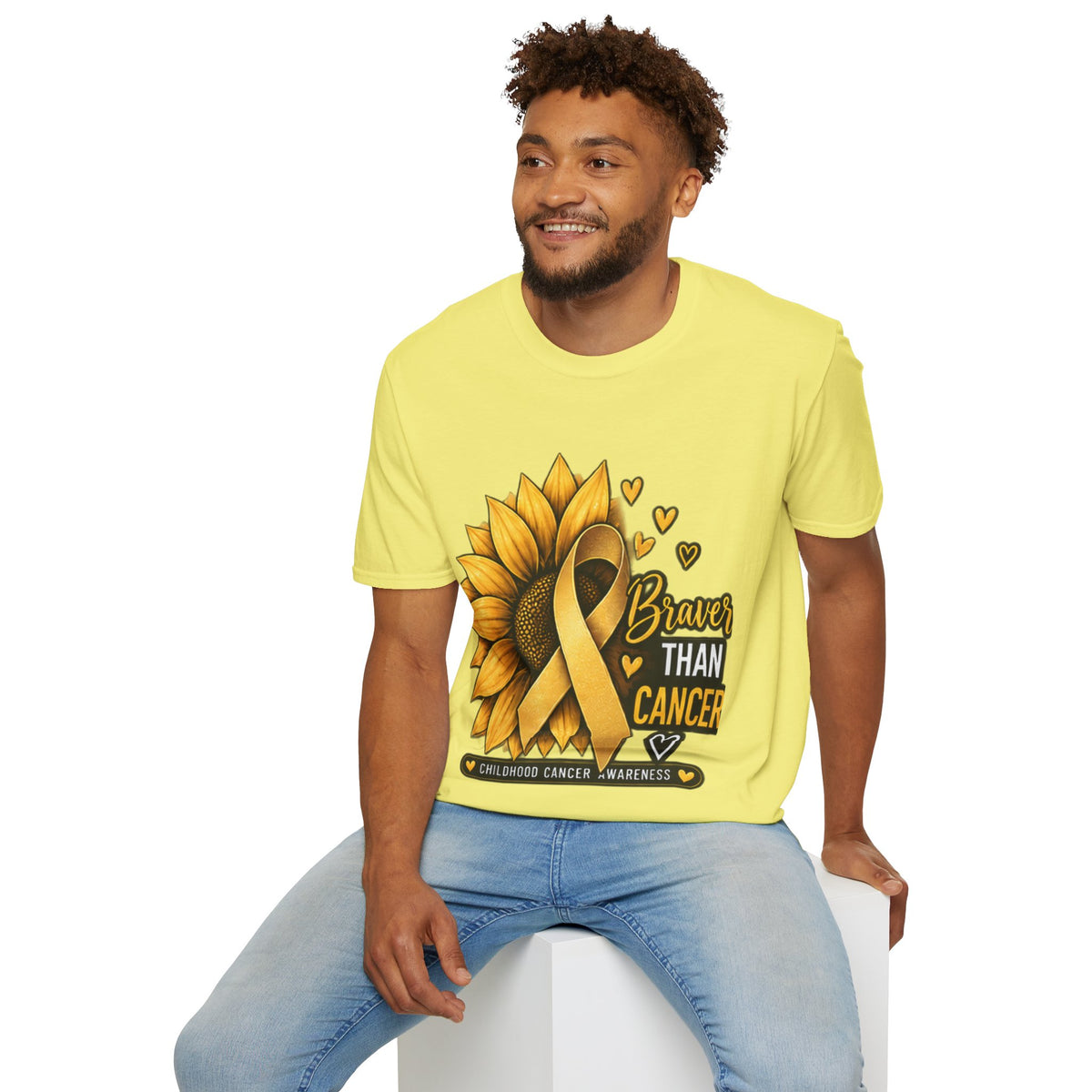 Braver Than Cancer Childhood Cancer Awareness Sunflower T-Shirt