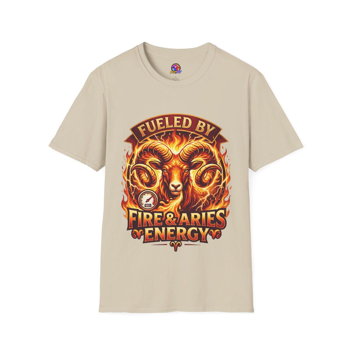 Aries Zodiac Fueled By Fire & Aries Energy T-Shirt — Zodiac Ram Graphic Tee