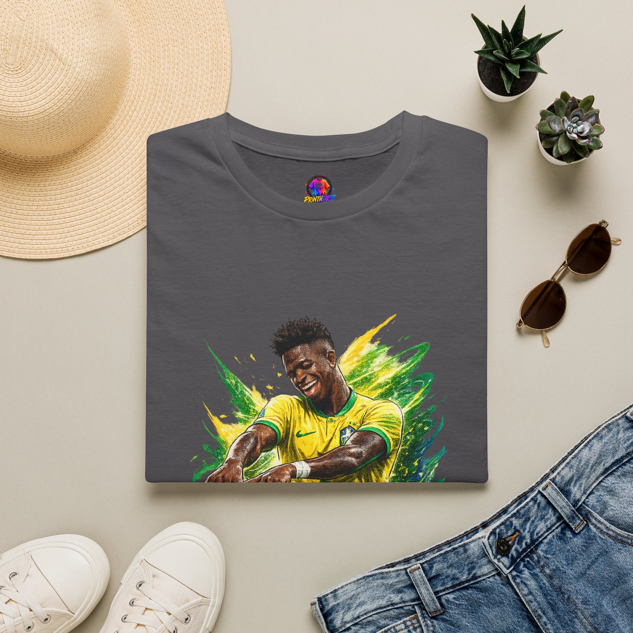 Brazil  Soccer Celebration T-Shirt — Brazilian Football Player Artwork
