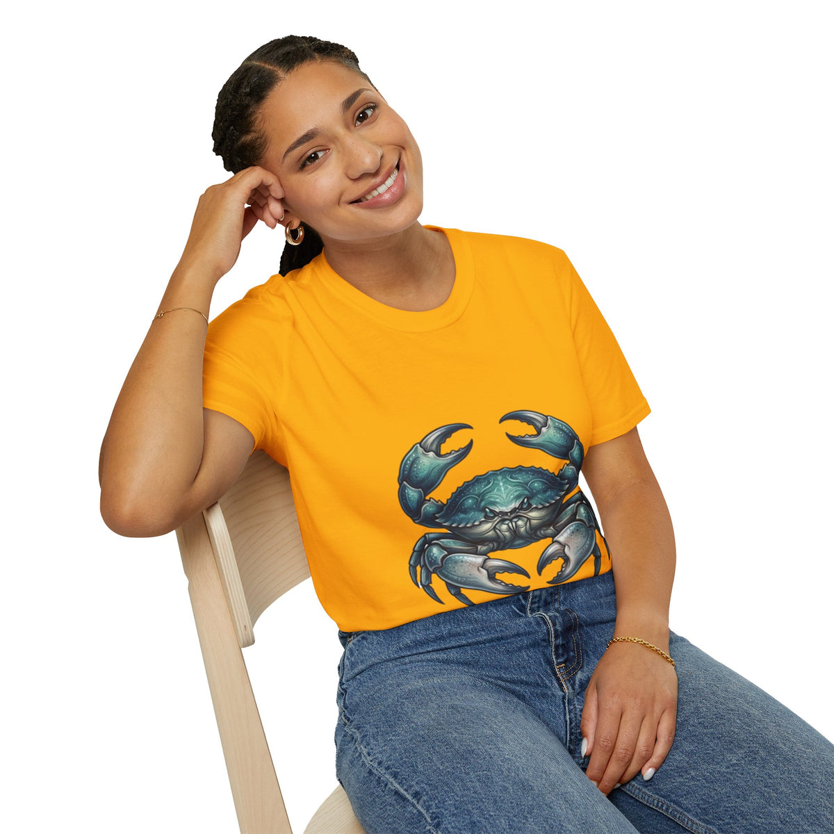 Cancer Zodiac Crabby Coastal Tee - Blue Green Crab Graphic T-Shirt