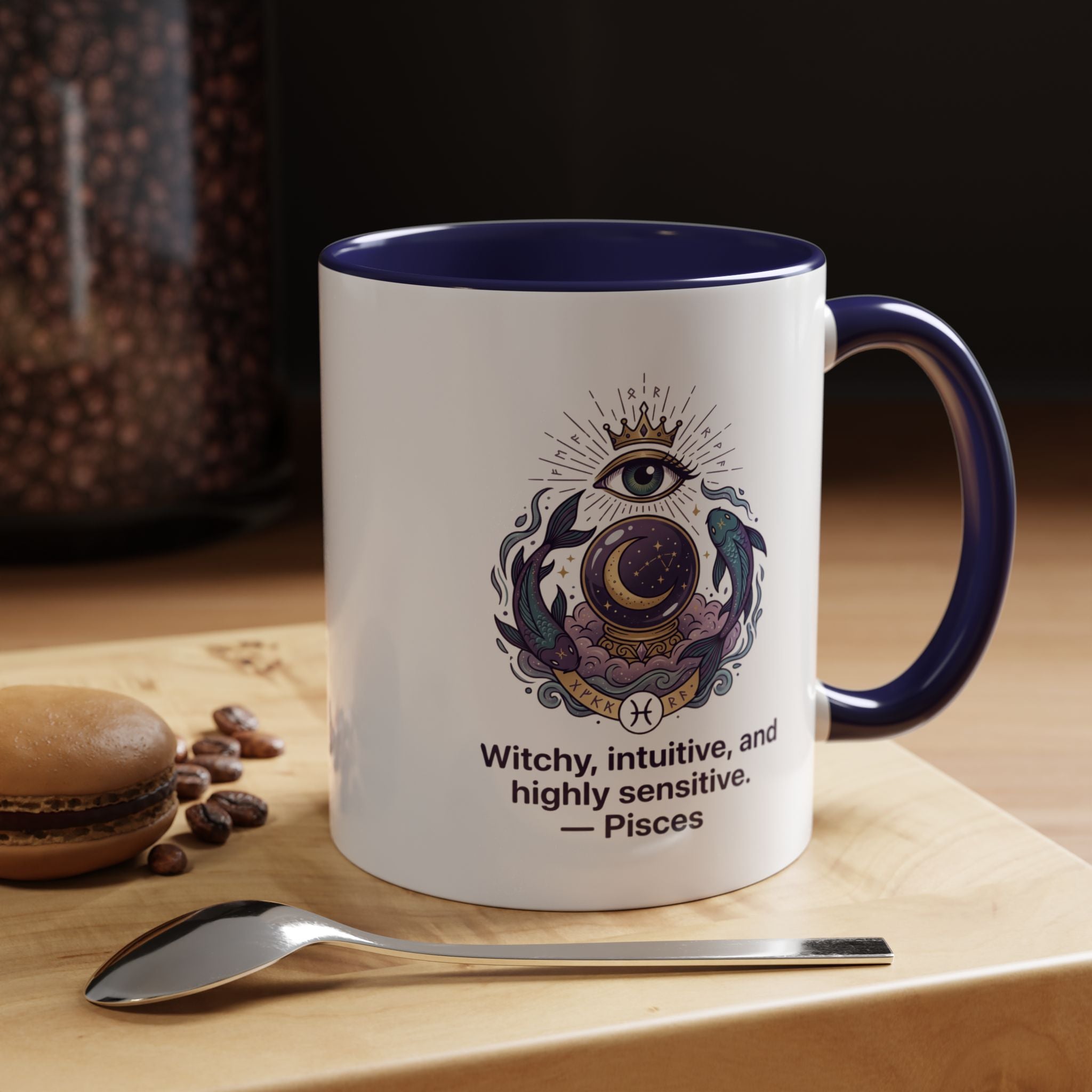 Pisces Witchy Accent Mug — "Witchy, intuitive, and highly sensitive" Astrology Coffee Cup (11/15oz)