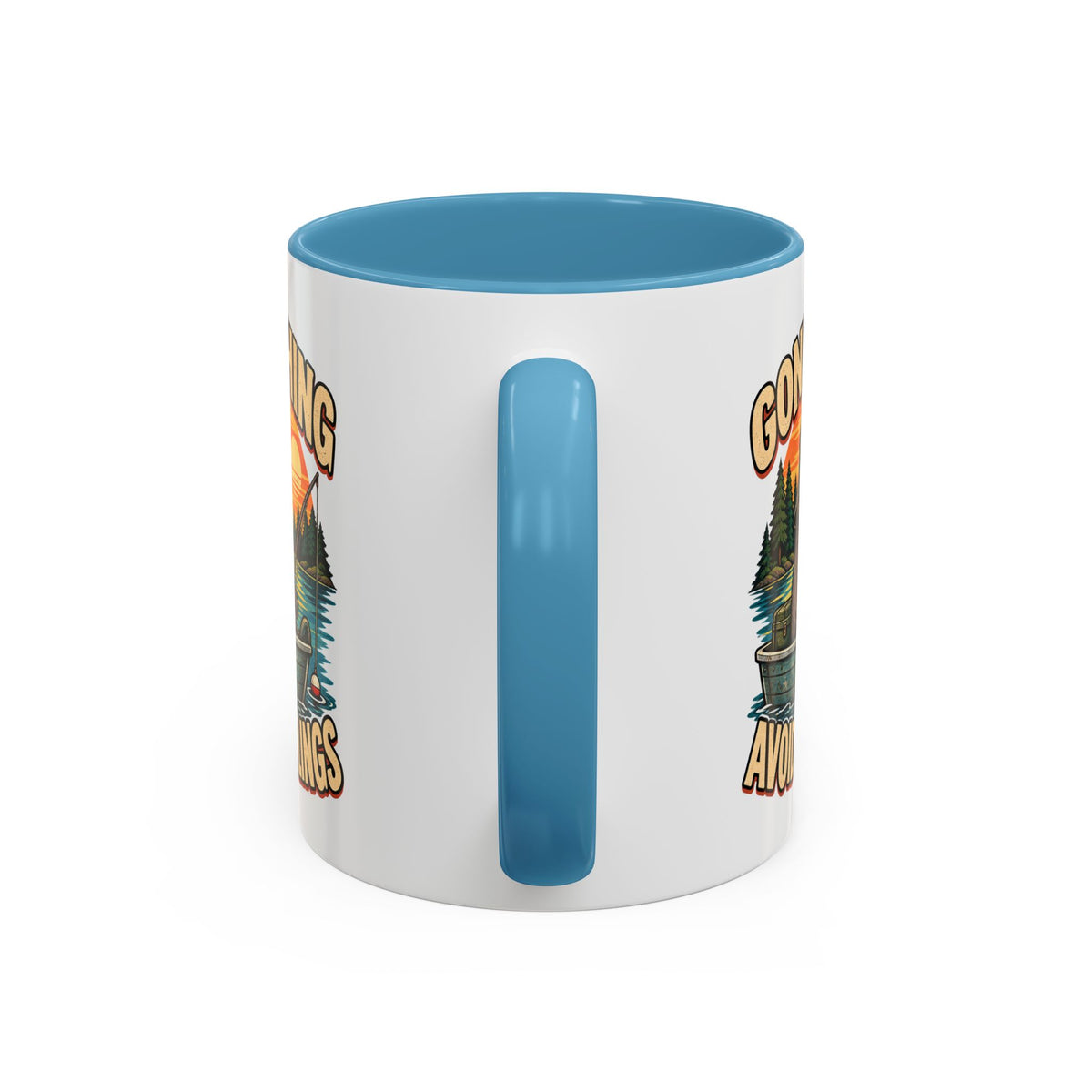 Funny And Witty "Gone Fishing Avoiding Feelings" Accent Coffee Mug (11, 15oz)