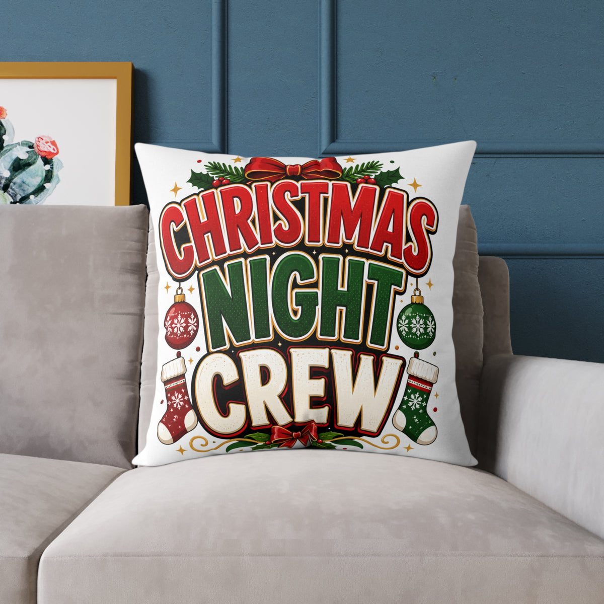 Christmas Night Crew Pillow — Festive Holiday Decorative Throw Pillow