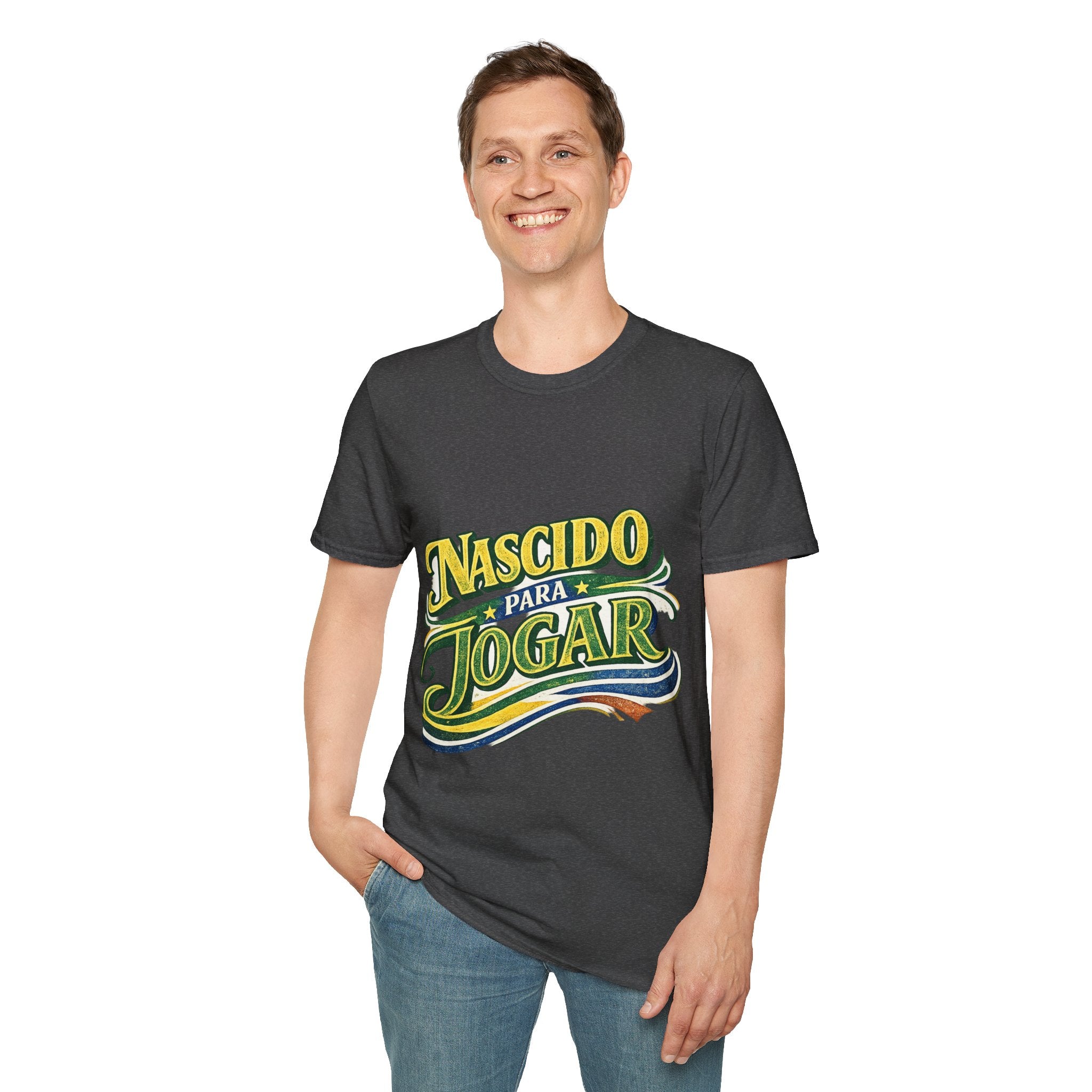 Brazil T‑Shirt — Nascido Para Jogar Vintage Brazilian Soccer Graphic Tee