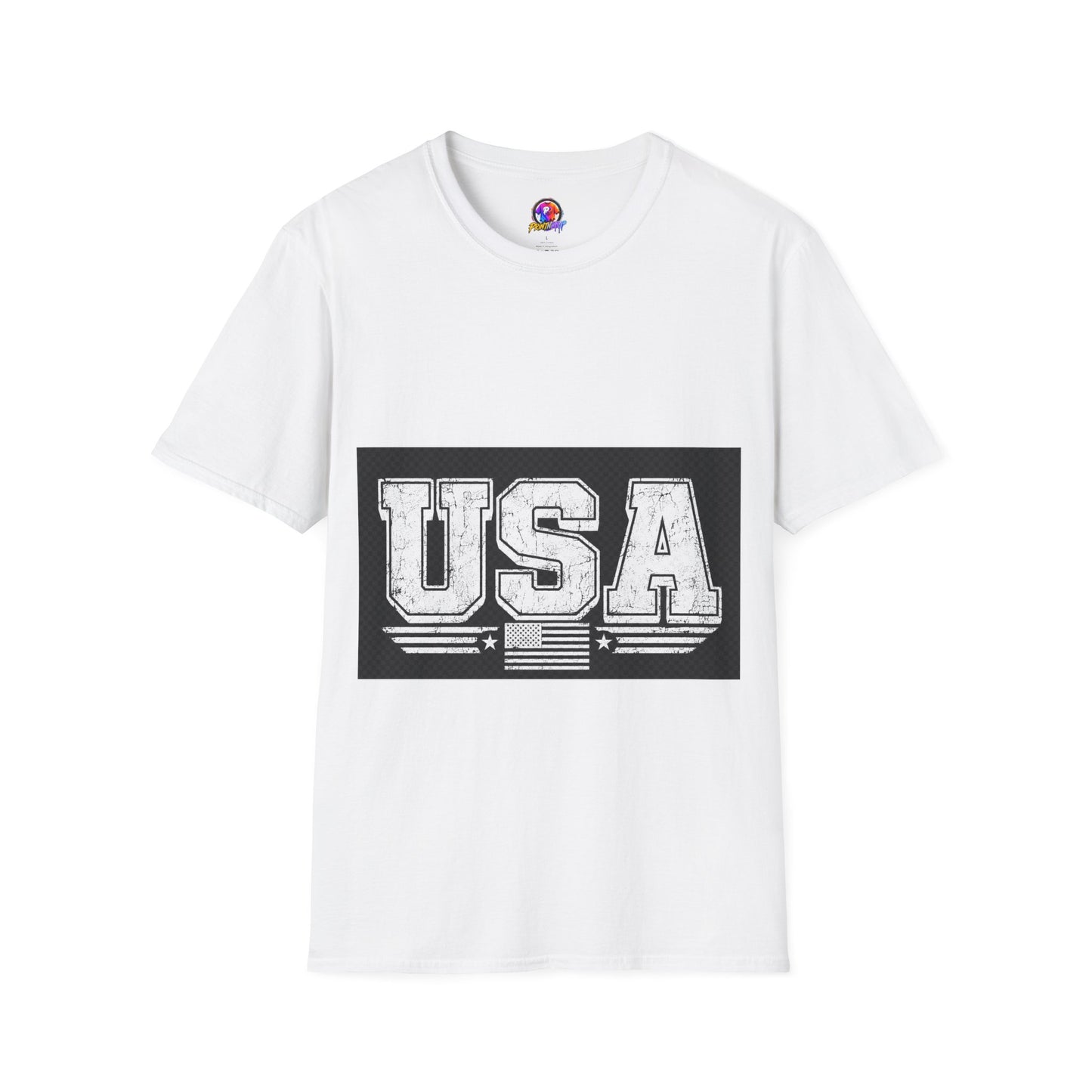 USA Vintage Block T-Shirt — Patriotic Americana Graphic Tee