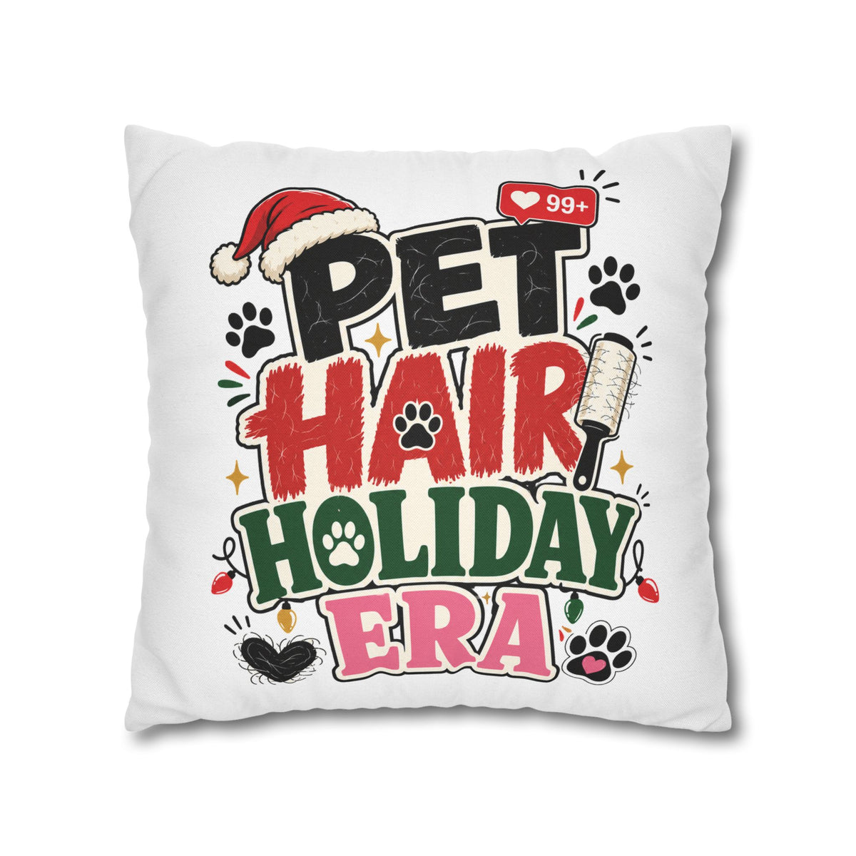 Pet Hair Holiday Pillowcase  Modern Day Christmas — Cute Christmas Pet Lover Decor