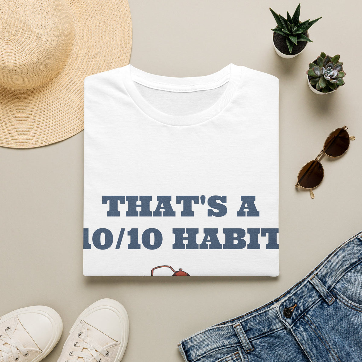 "That's A 10/10 Habit" Funny Running Alarm Clock Tee - Retro Cartoon Fitness White T-Shirt - Trending Now - September 2026