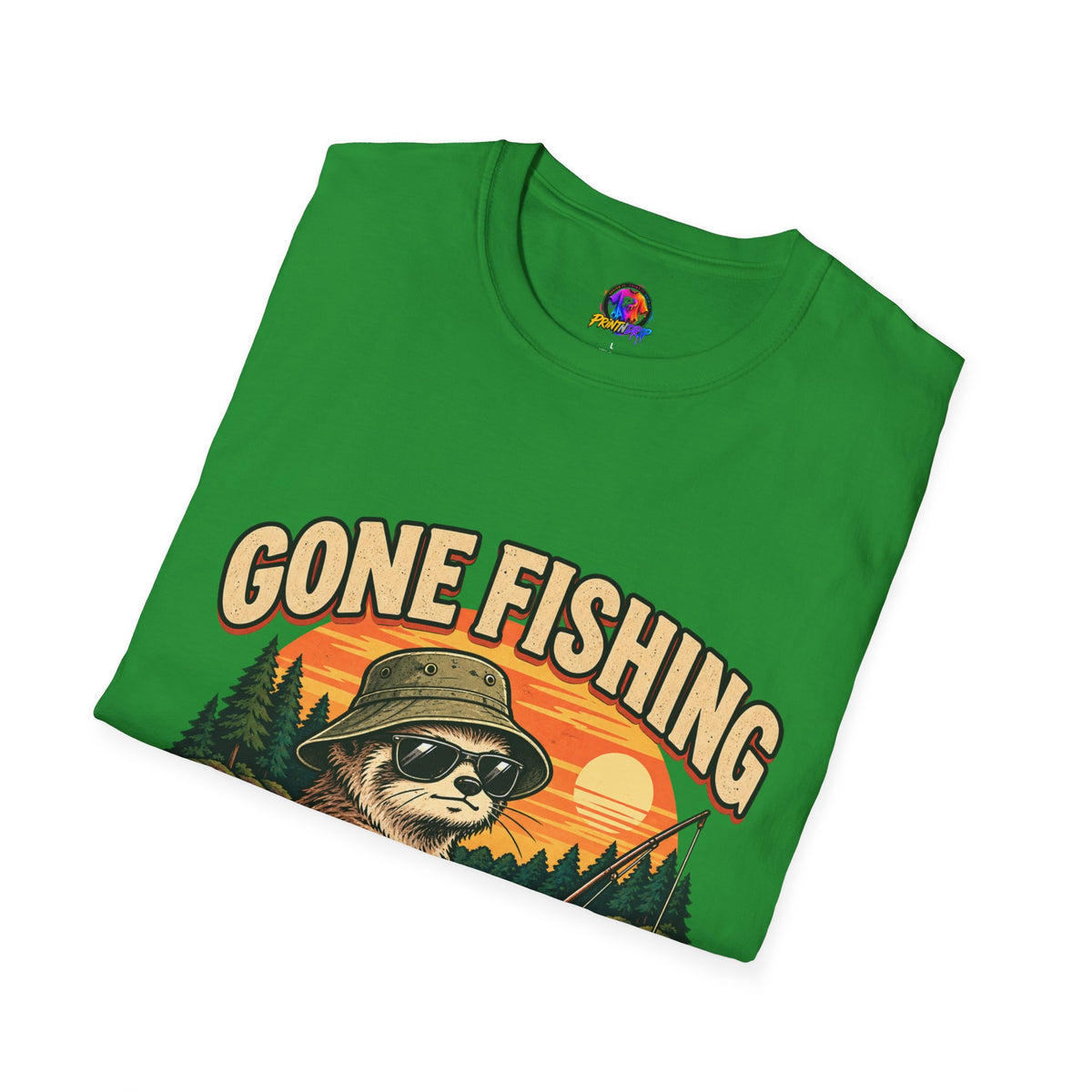 Funny And Witty T-Shirt — “Gone Fishing, Avoiding Feelings” Sloth Fishing Graphic Tee