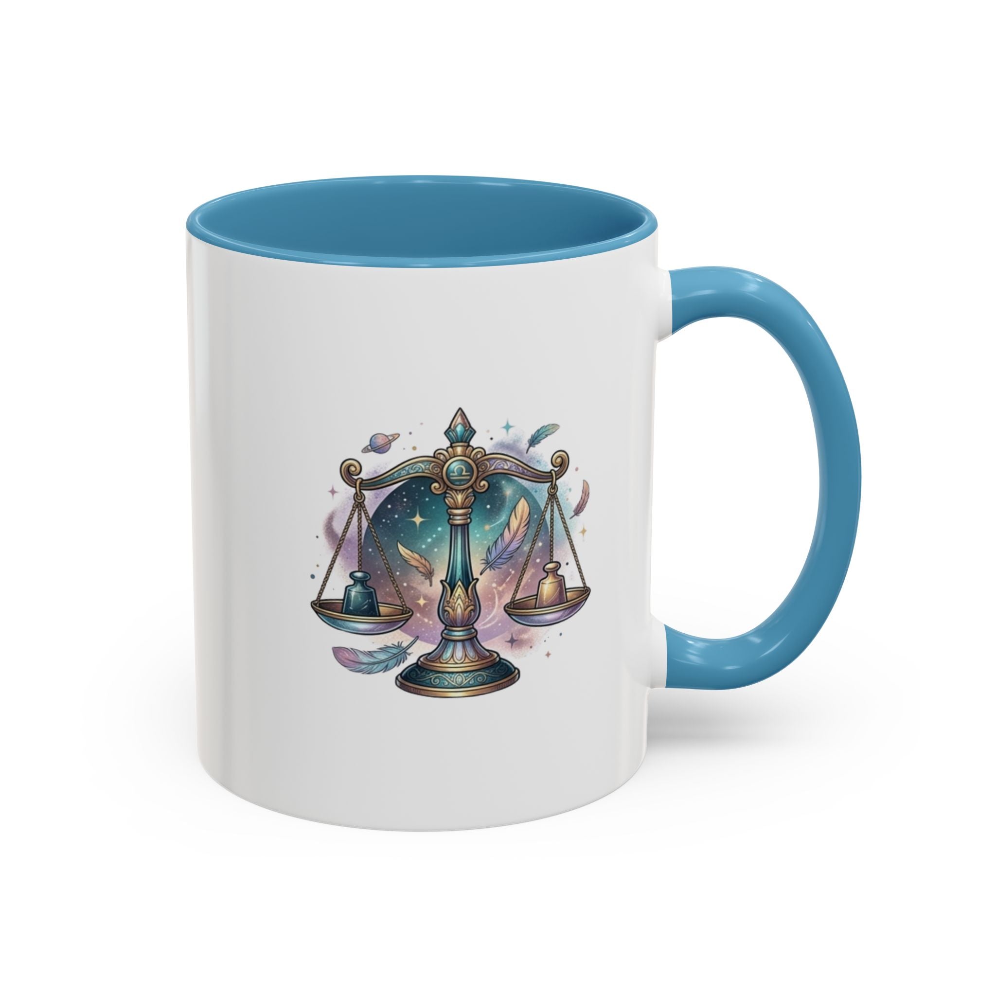 Libra Zodiac Scales Accent Coffee Mug — Astrology Constellation Gift