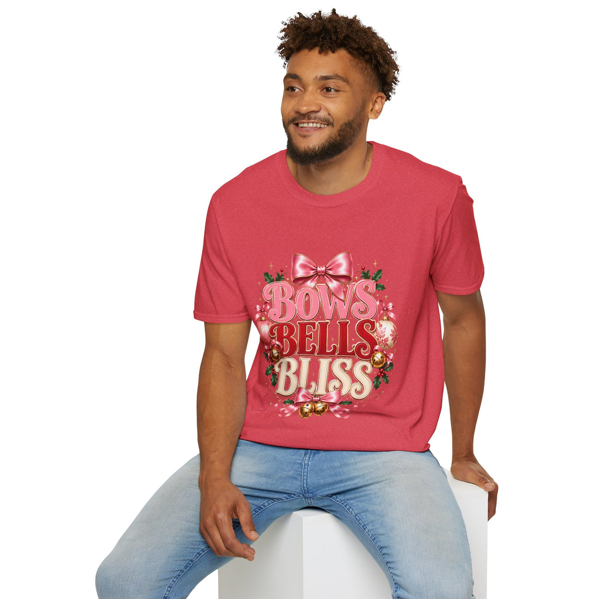 T-Shirt — Bows Bells Bliss Christmas Graphic Tee