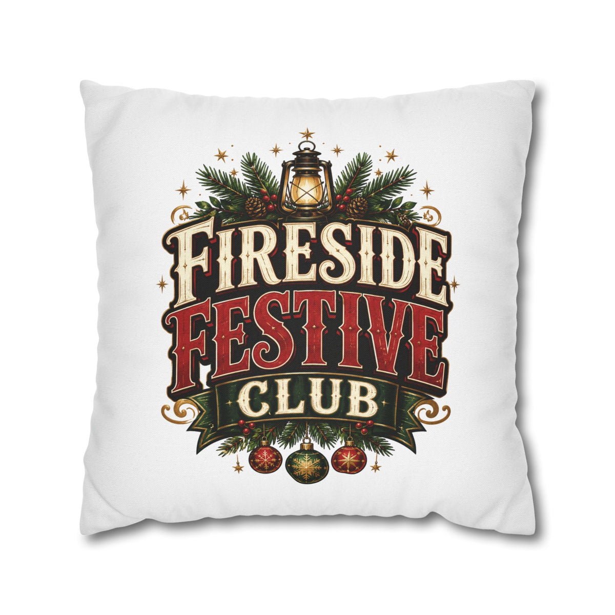 Christmas Fireside Festive Club Holiday Throw Pillowcase