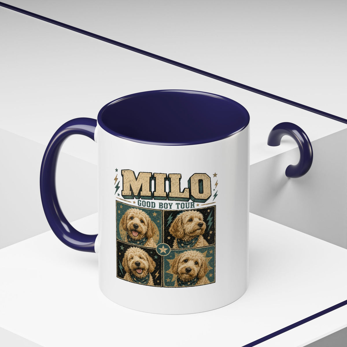 Milo Bailey Dog Dad Mom Personalized Dog Mug — "Milo: Good Boy Tour" Photo Accent Coffee Mug