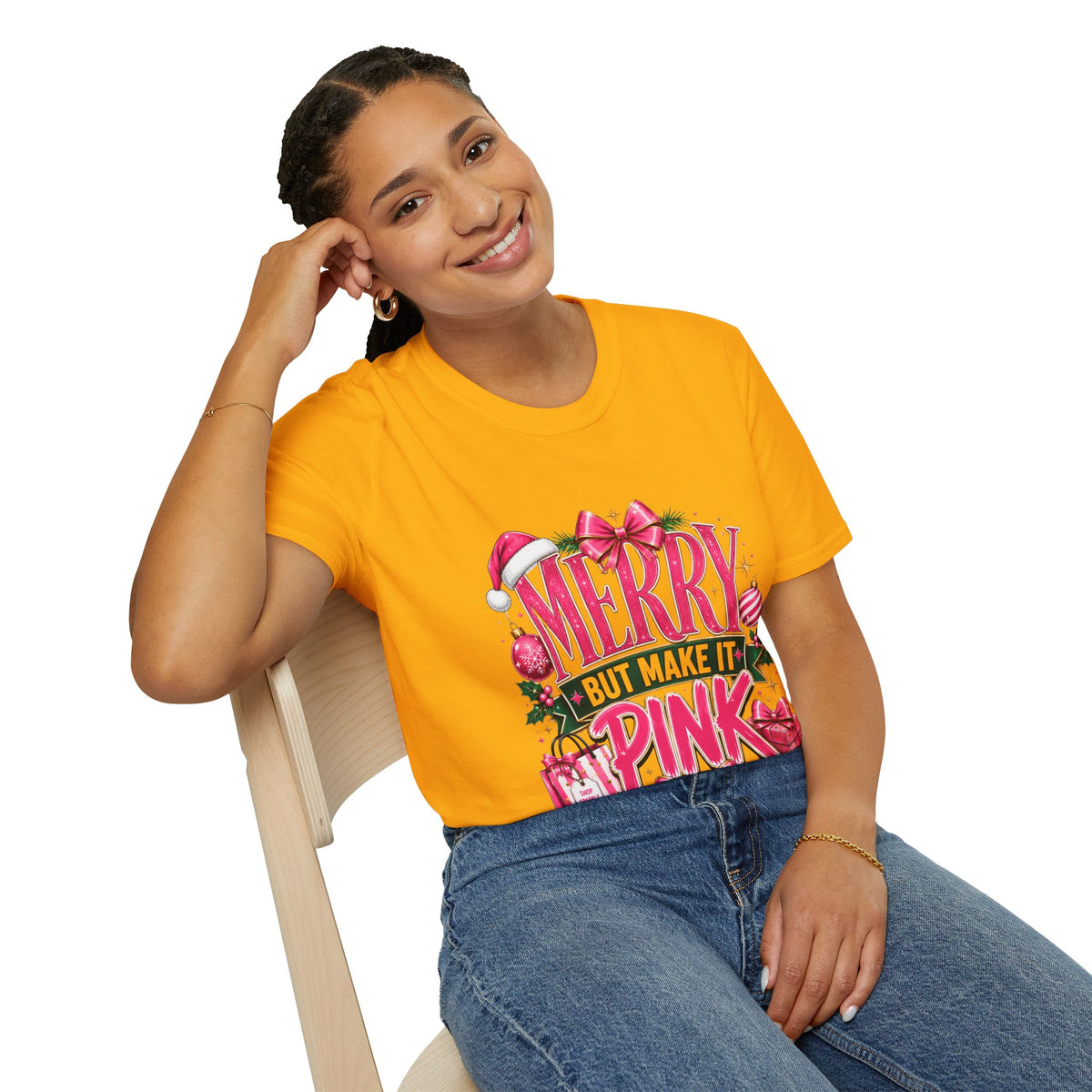 Christmas T-Shirt — "Merry But Make It Pink" Holiday Tee