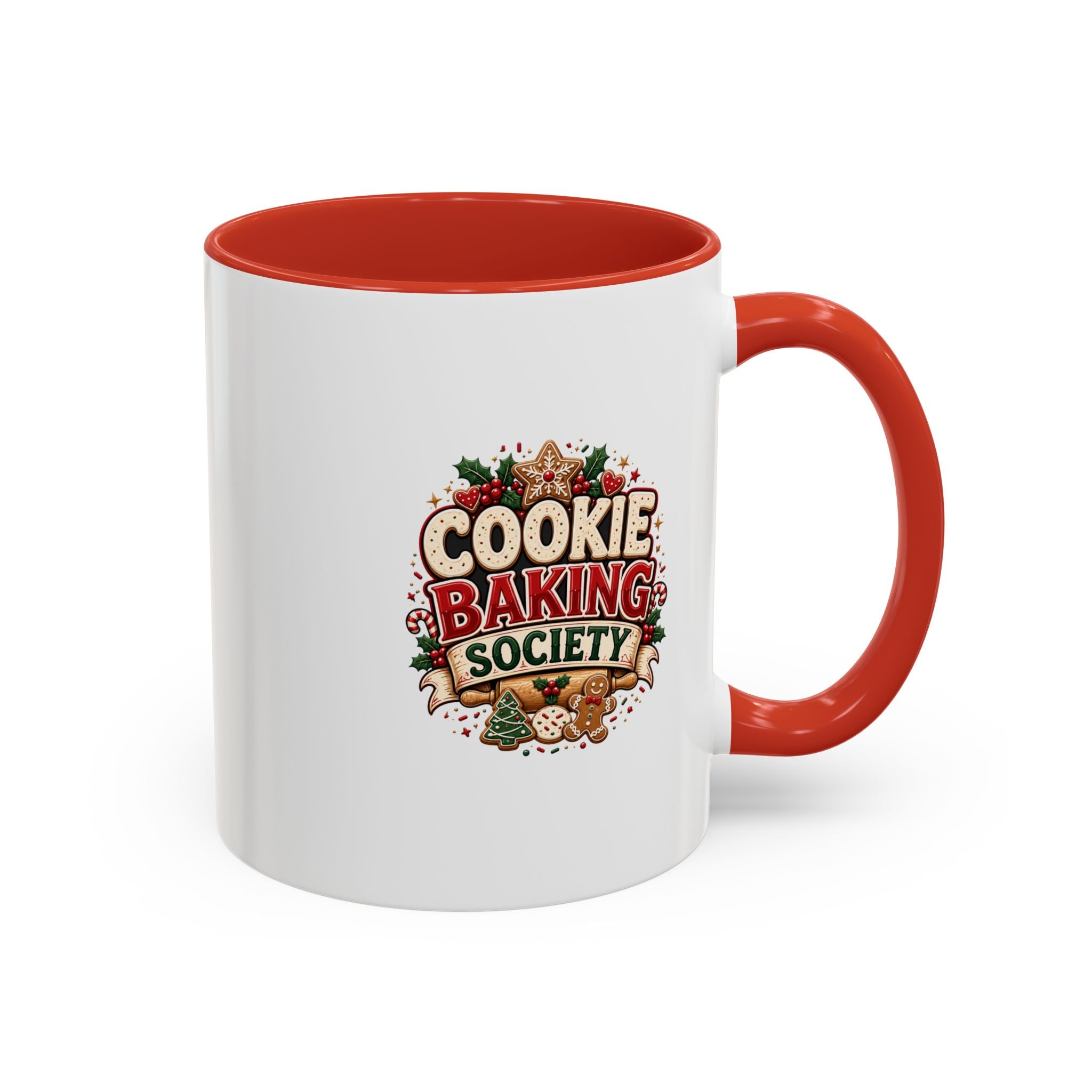 Cookie Baking Society Accent Coffee Mug — Holiday Baking Ceramic Mug
