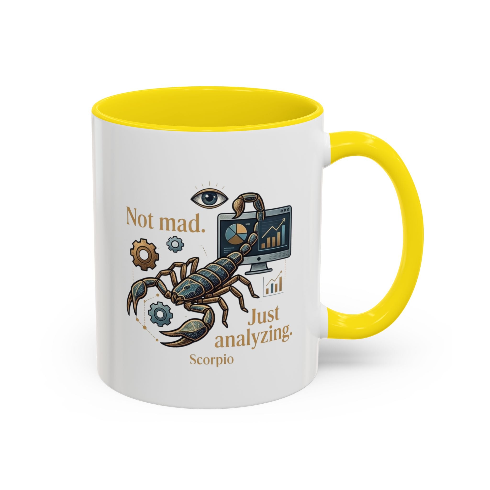 Scorpio Coffee Mug — "Not Mad. Just Analyzing." Accent 11/15oz