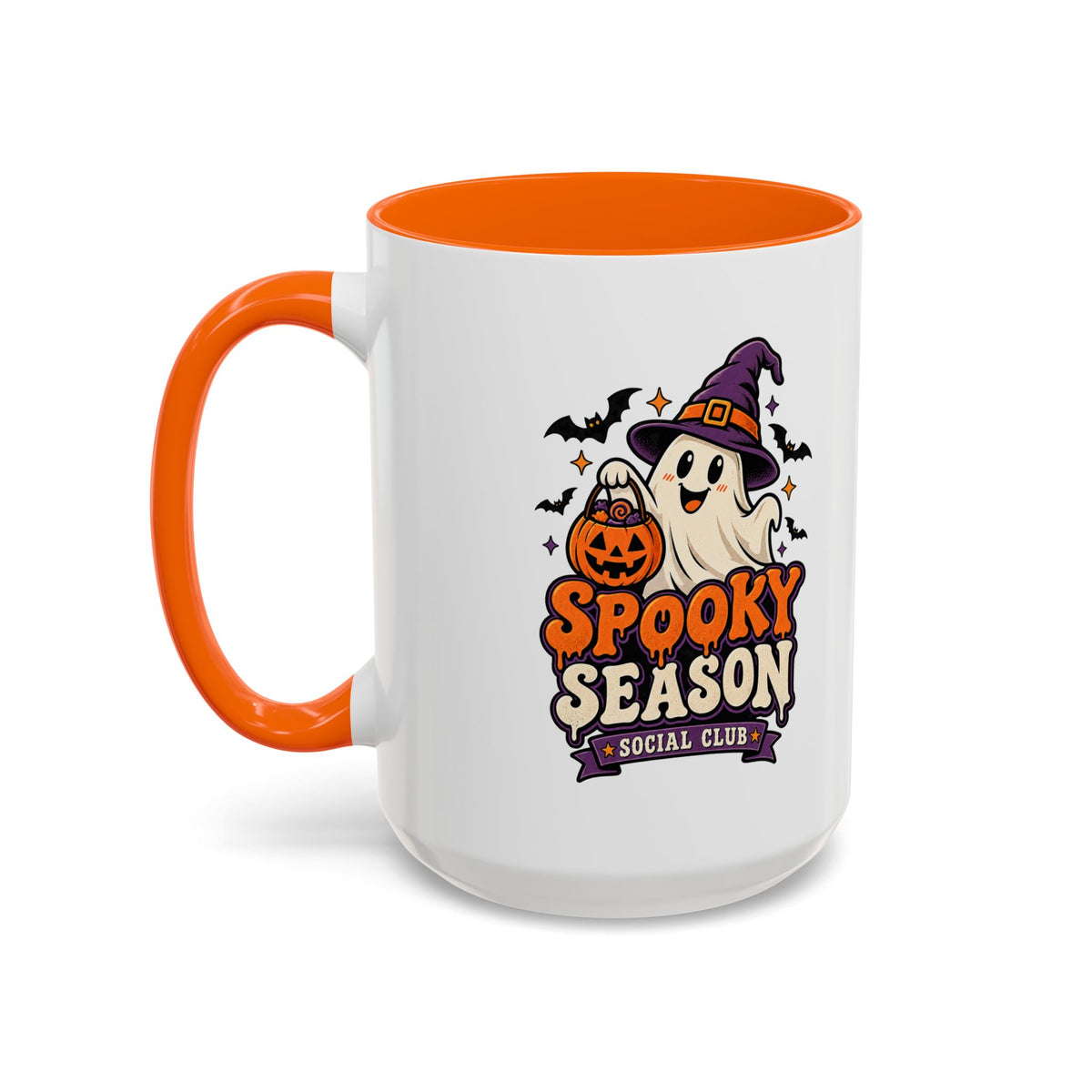 Spooky Season Coffee Mug — Cute Ghost Halloween Accent Mug (11/15oz)