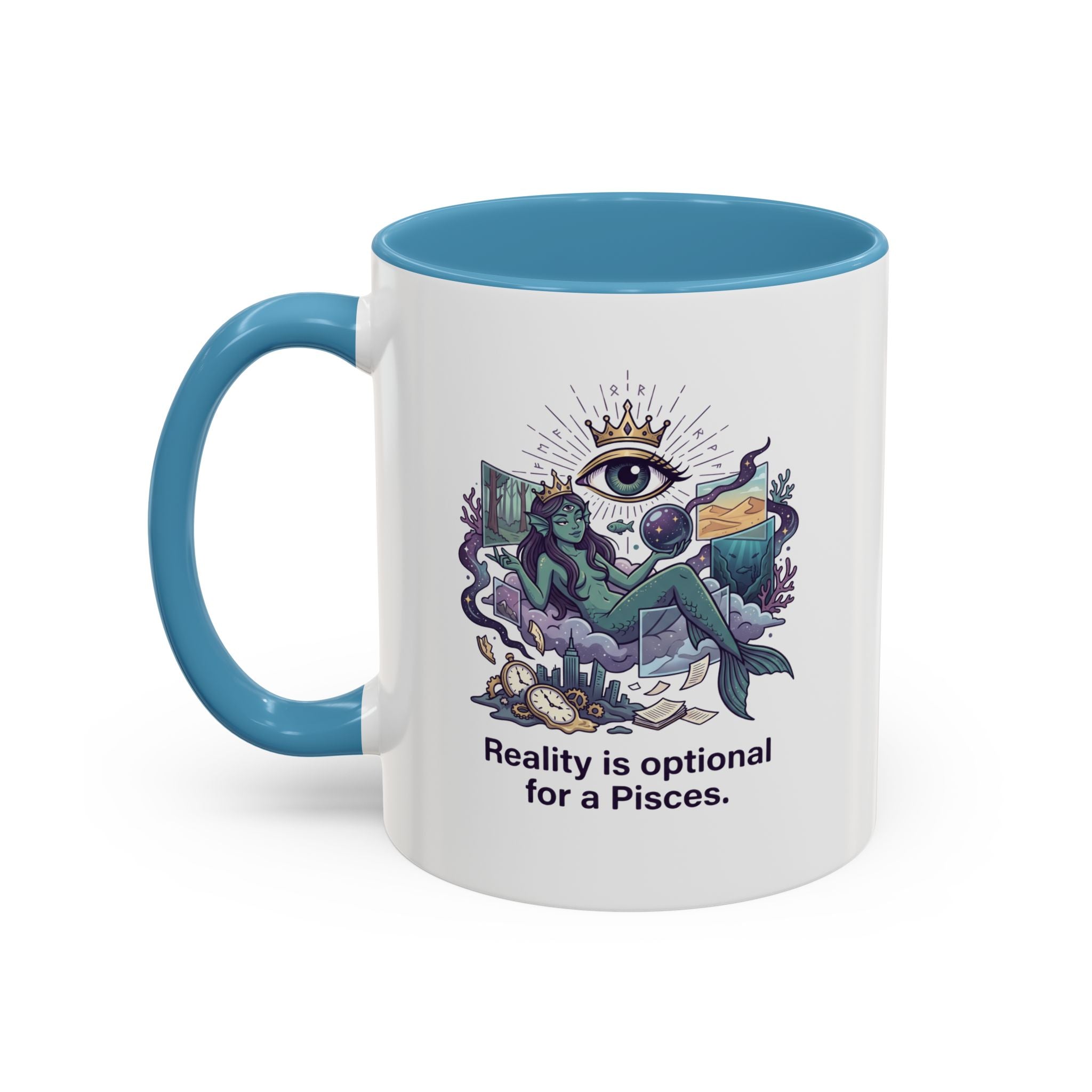 Pisces Zodiac Coffee Mug — "Reality is Optional for a Pisces" Accent Mug
