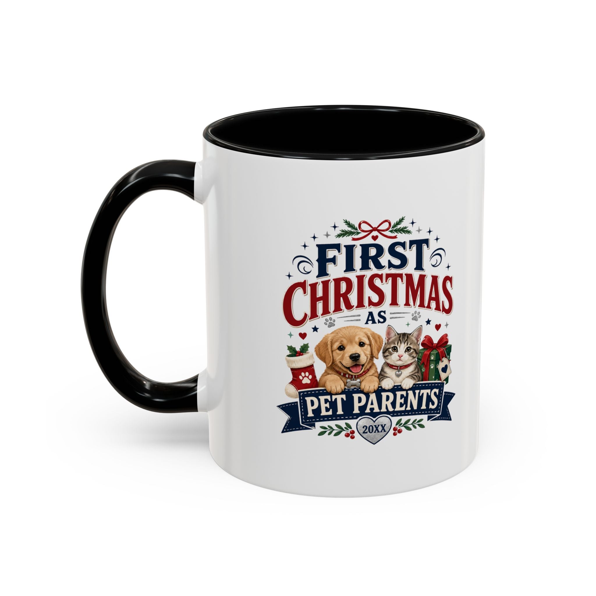 Christmas First Christmas as Pet Parents Coffee Mug — Cute Dog & Cat Holiday Gift