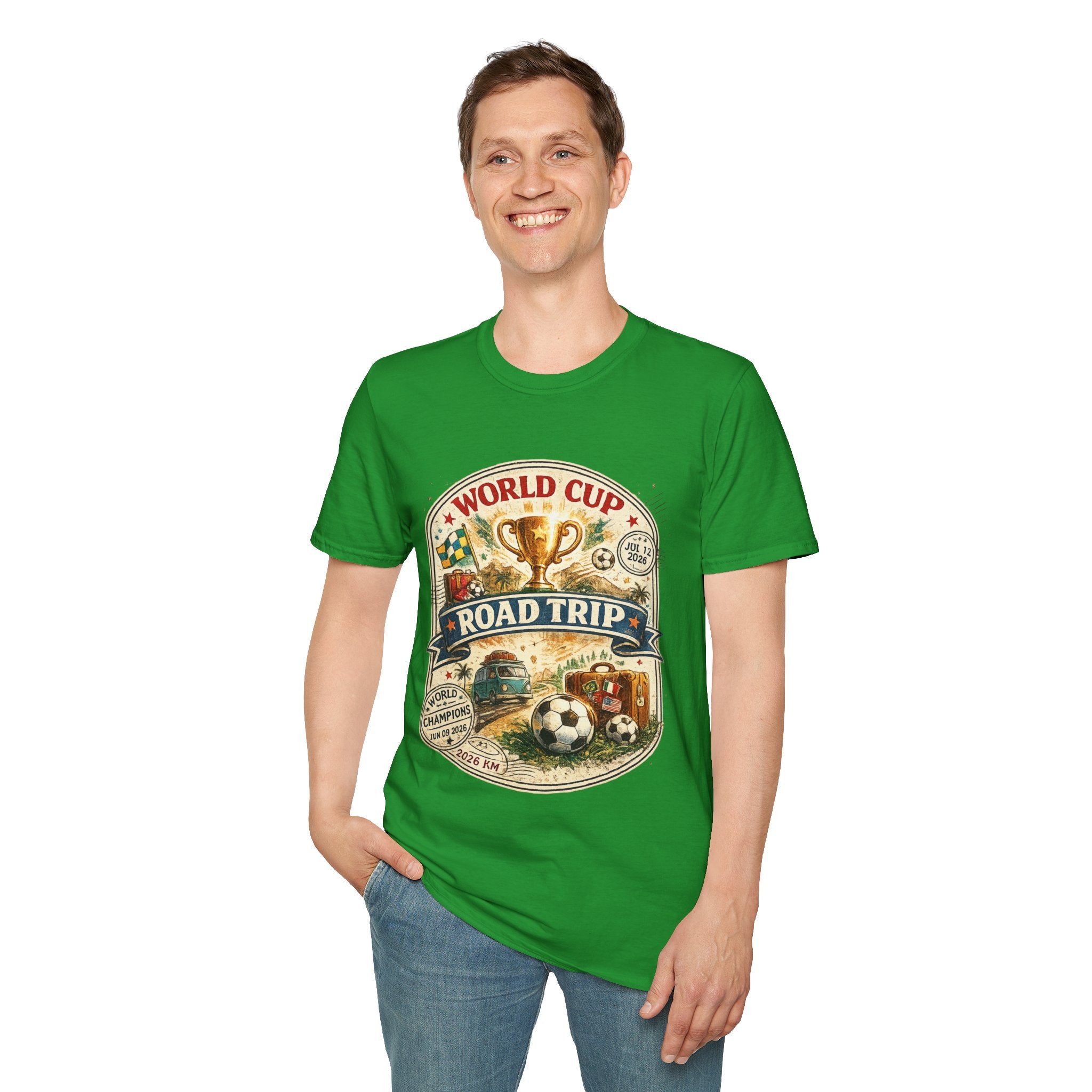 World Cup Road Trip T-Shirt — Vintage Soccer Trophy Design
