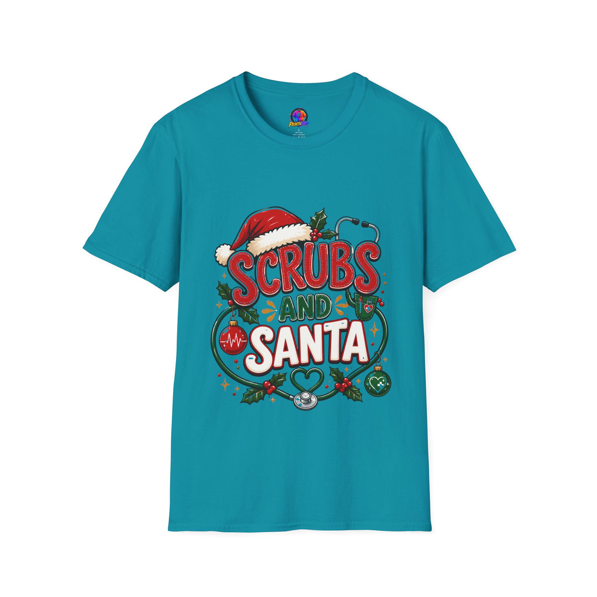 Scrubs and Santa Christmas Tee — Funny Nurse Holiday T-Shirt