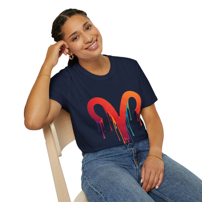Aries Rainbow Drip T-Shirt — Colorful Dripping Zodiac Graphic Tee