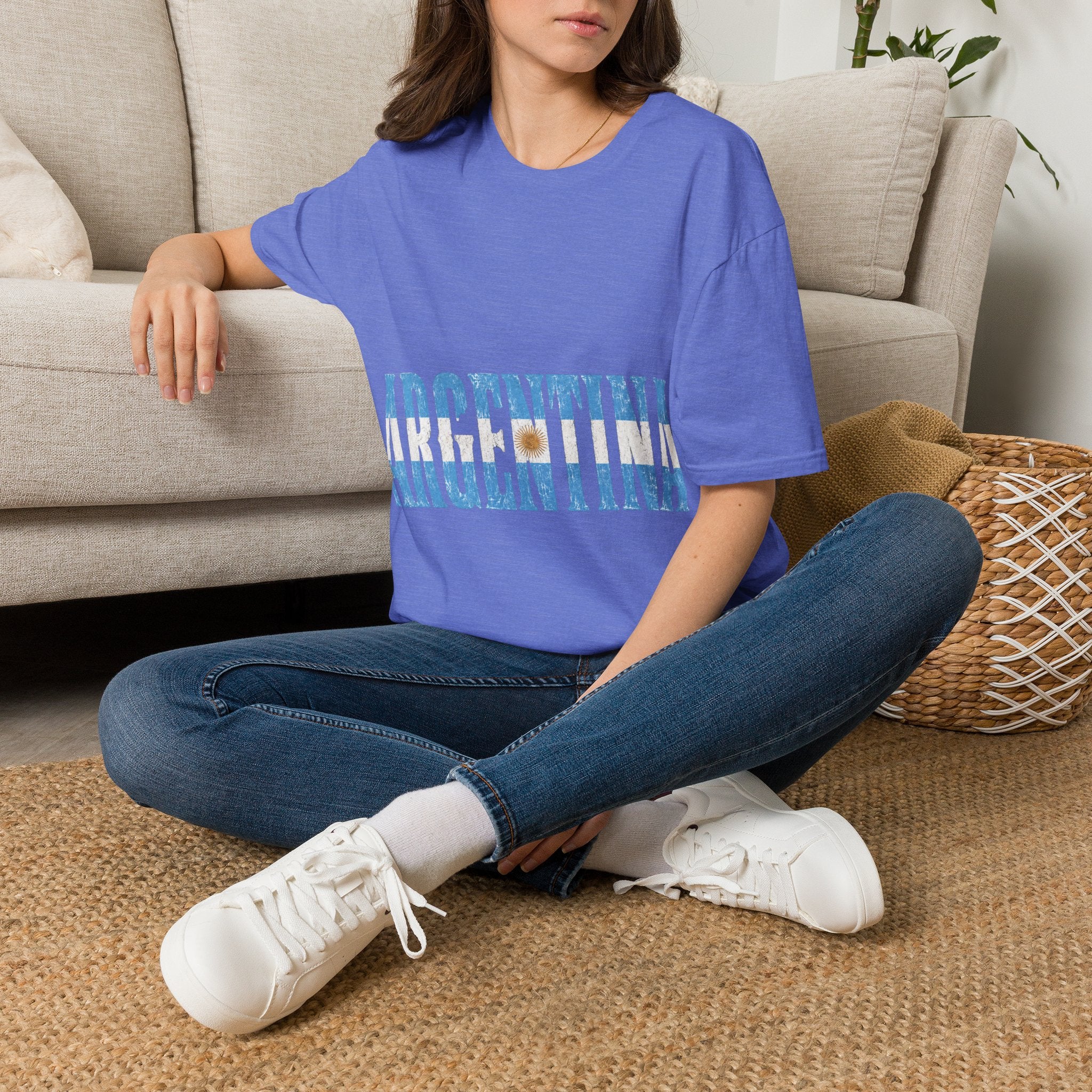 Argentina Beach Vibes T-Shirt — Distressed Blue "ARGENTINA" Graphic