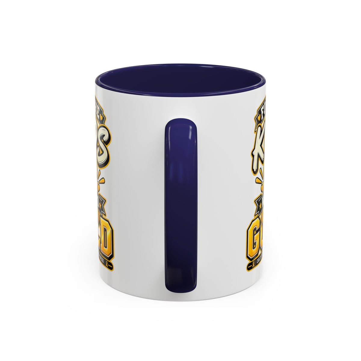 For The Kids We Go Gold Accent Coffee Mug — Childhood Cancer Awareness 11/15oz