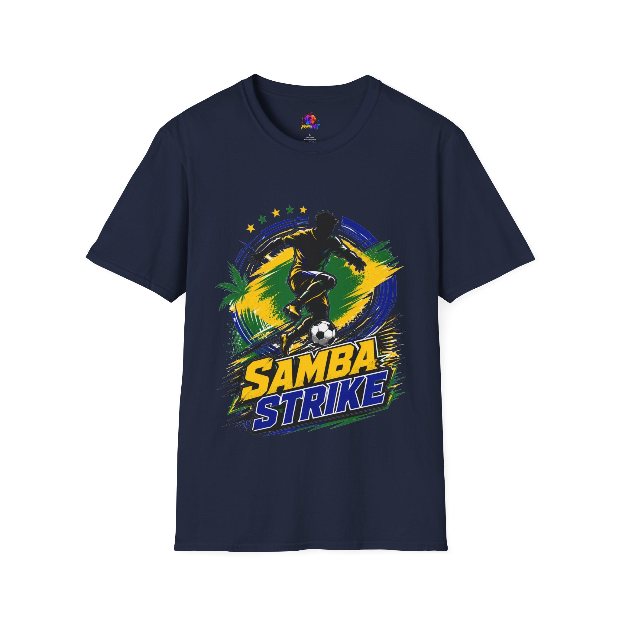Brazil  Samba Strike Soccer T-Shirt — Brazilian Football Player Graphic Tee