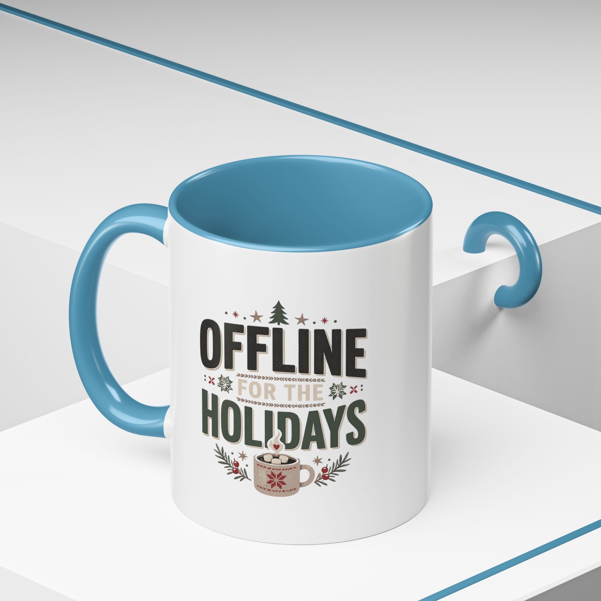 Christmas Holiday Coffee Mug — “Offline for the Holidays” Accent Ceramic Mug