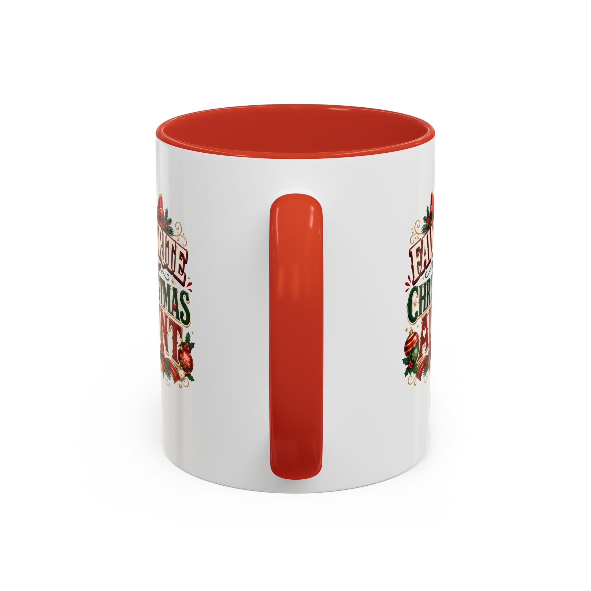 Christmas Aunt Coffee Mug — "Favorite Christmas Aunt" Accent Holiday Mug