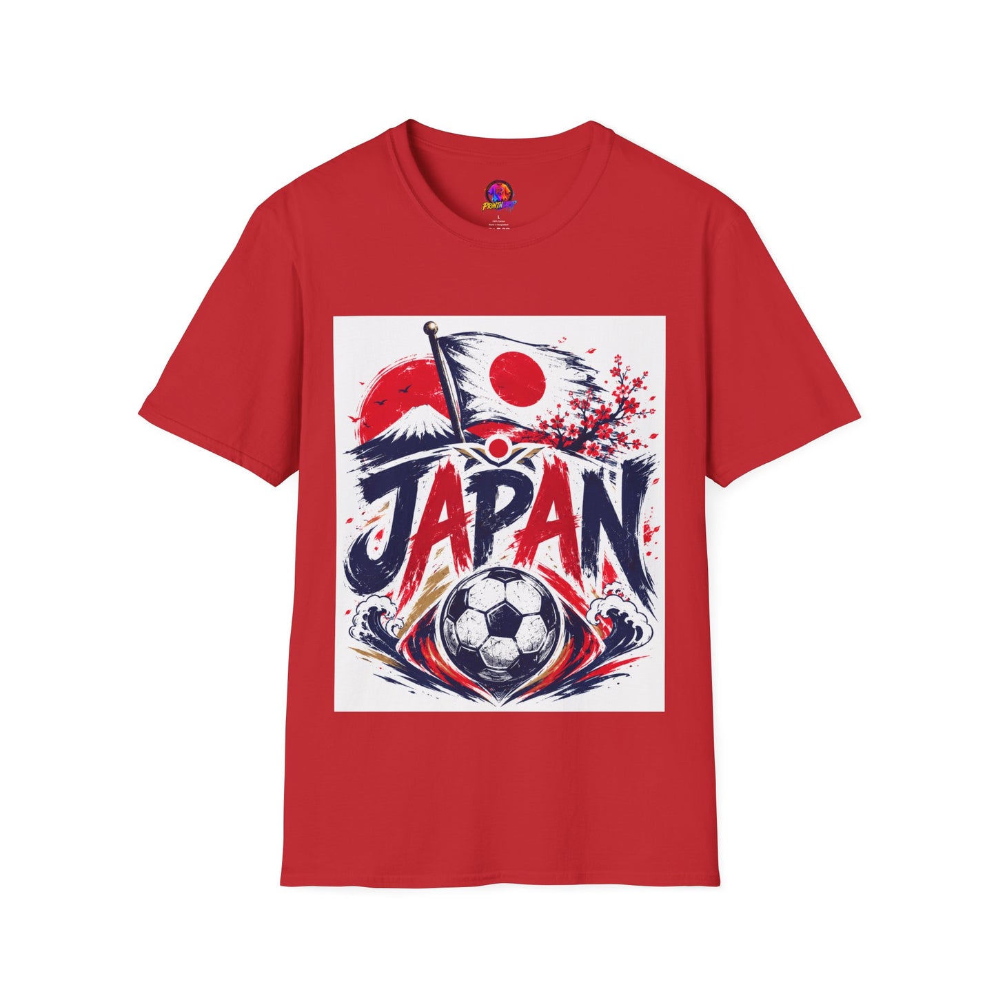 Japan Soccer T-Shirt — Japanese Flag & Cherry Blossom Football Graphic