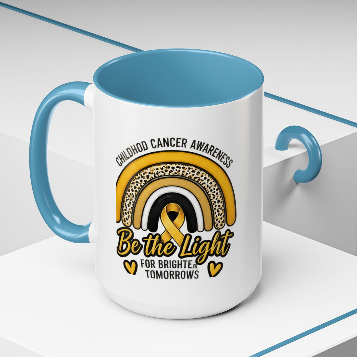 Childhood Cancer Awareness Accent Coffee Mug — "Be the Light" 11/15oz
