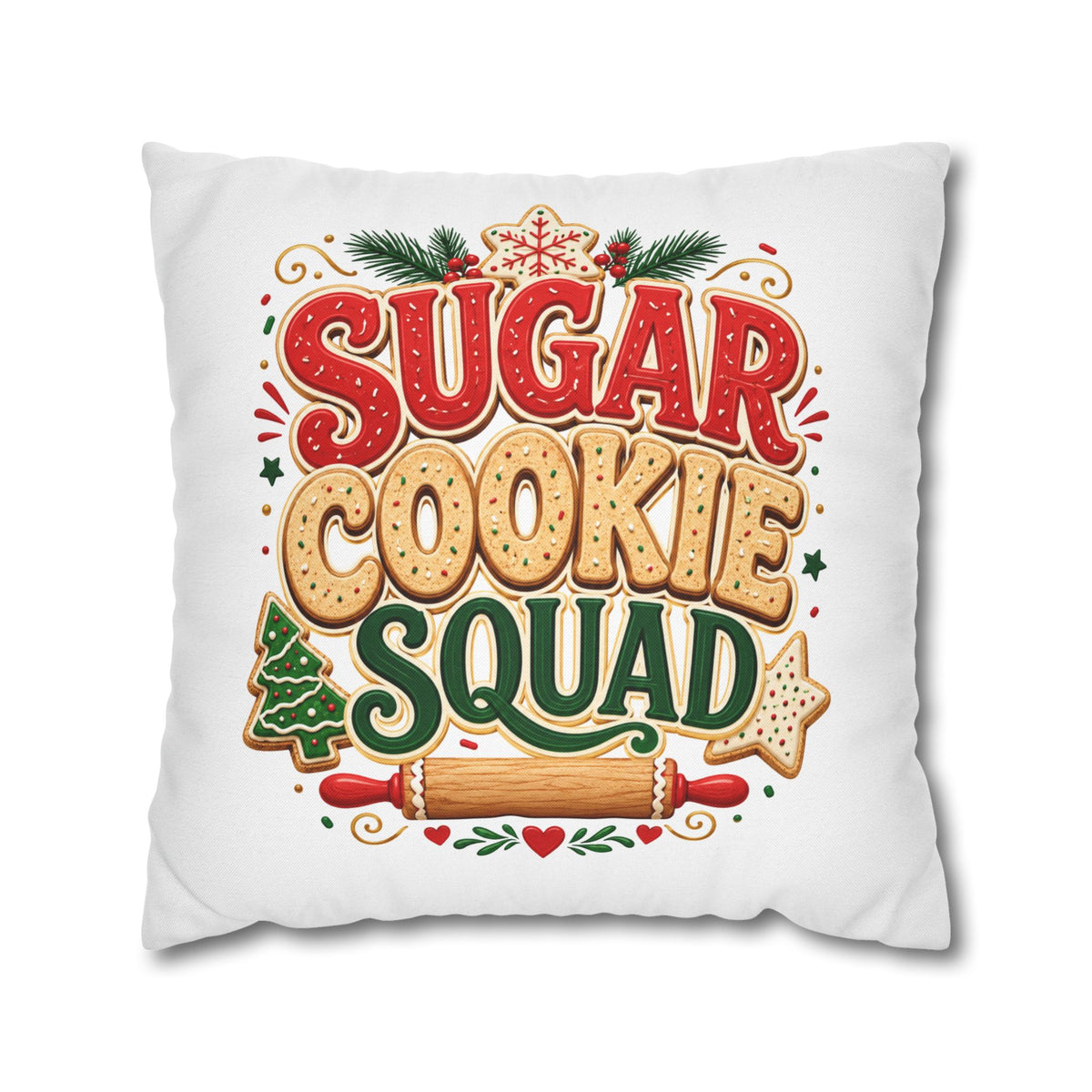 Christmas Sugar Cookie Squad Pillowcase – Festive Christmas Baking Decorative Throw Pillowcase
