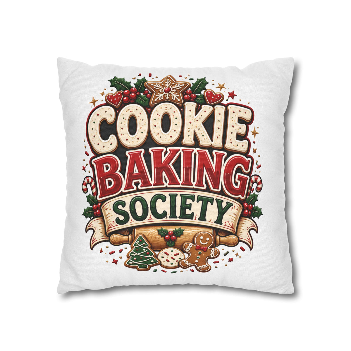 Christmas Cookie Baking Squad Pillowcase — Holiday Decorative Throw Pillow Cover