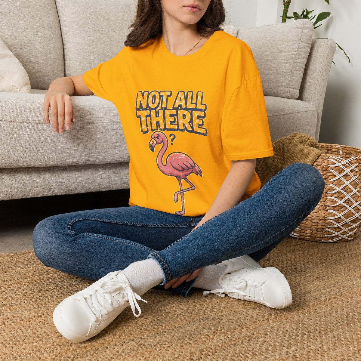 Funny And Witty Not All There Flamingo T-Shirt — Funny Quirky Graphic Tee