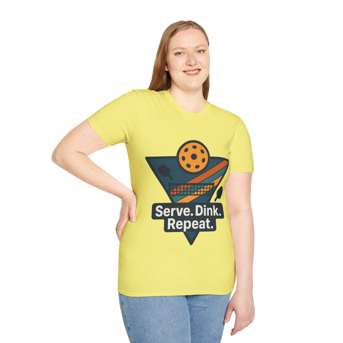 Pickleball T-Shirt — Retro Paddle & Ball Design with “Serve. Dink. Repeat.” Slogan - Trending Now - August 2026