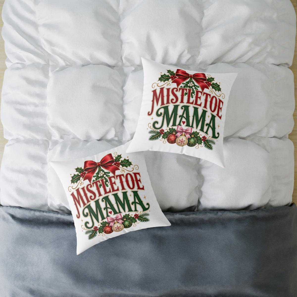 Christmas Mistletoe Mama Holiday Pillow