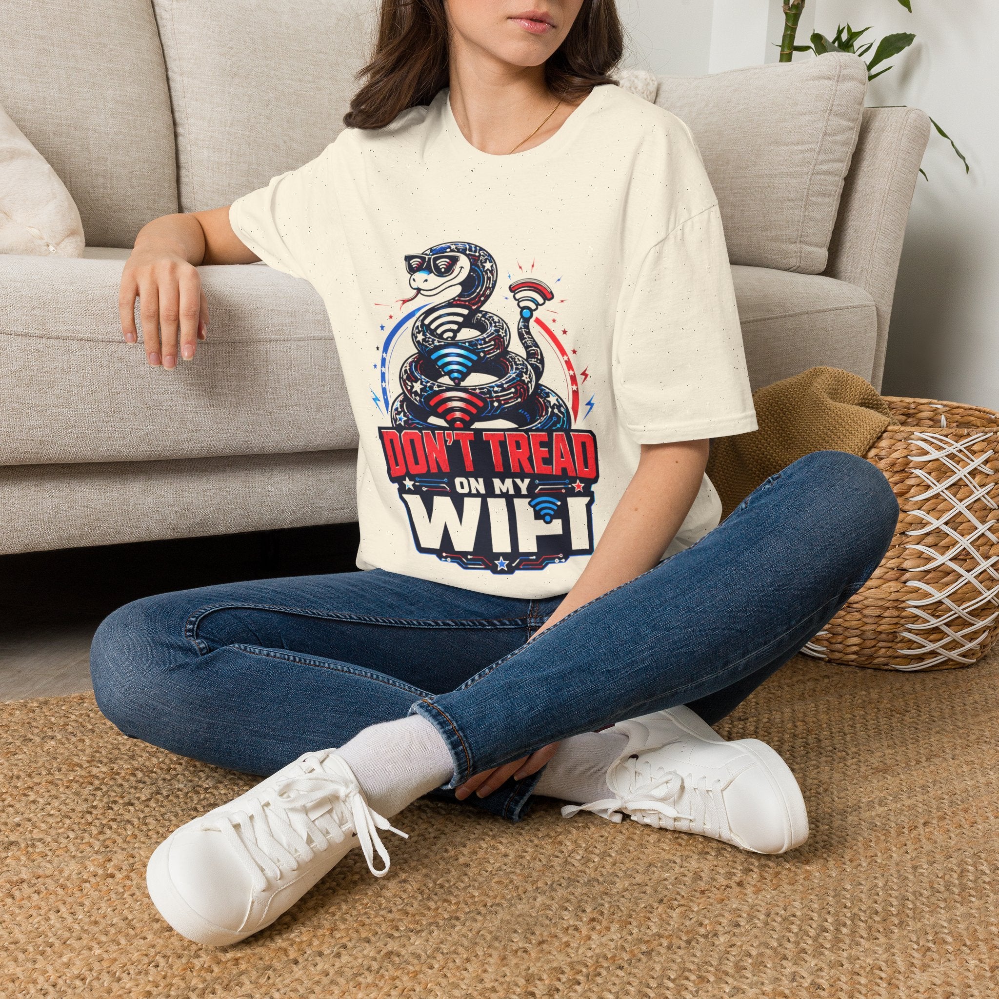 Don’t Tread on My WiFi T-Shirt — Patriotic Gadsden Snake WiFi Tee