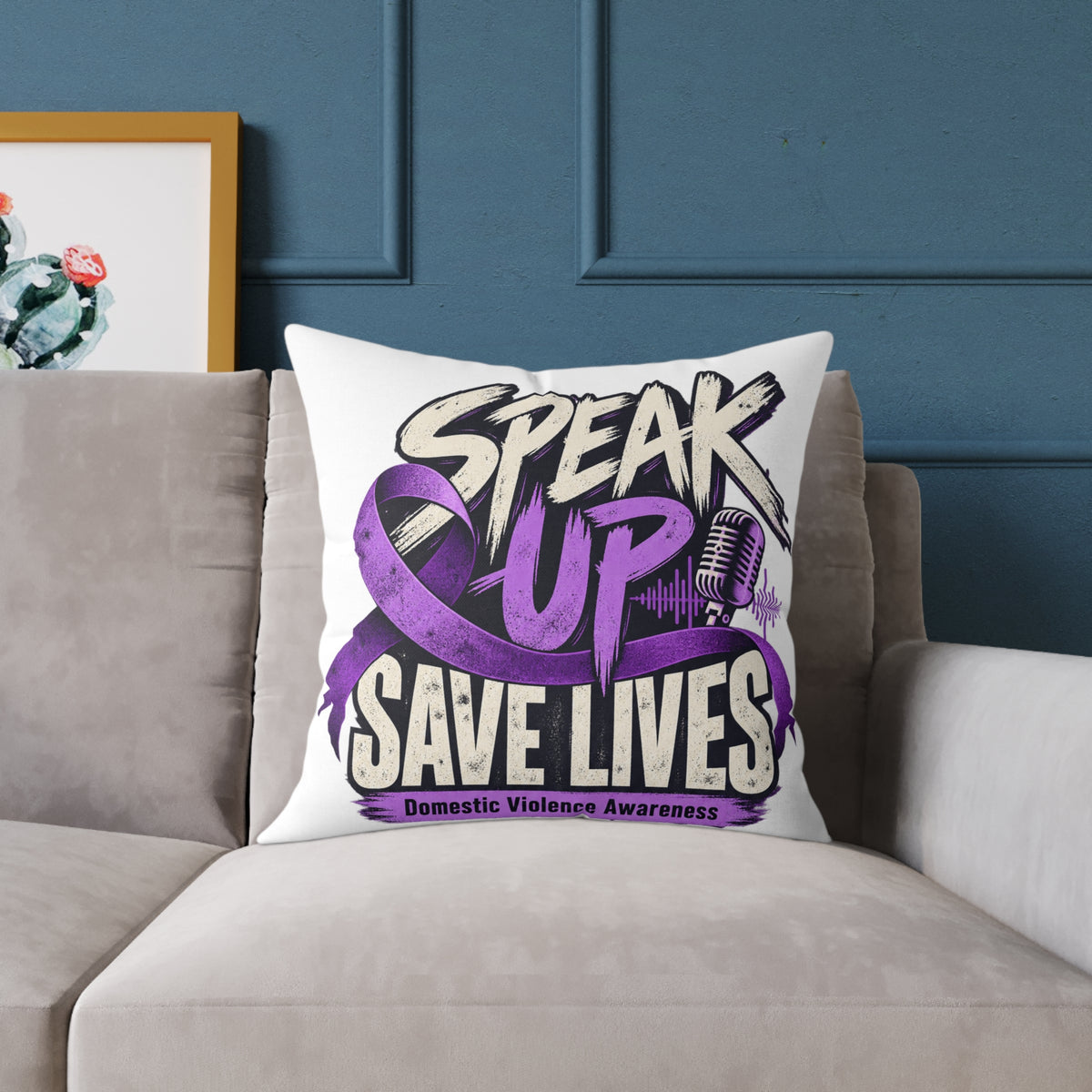 Speak Up — Domestic Violence Awareness Square Pillow