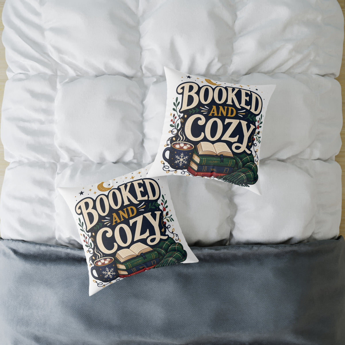 Modern Day Christmas Booked And Cozy Square Pillow