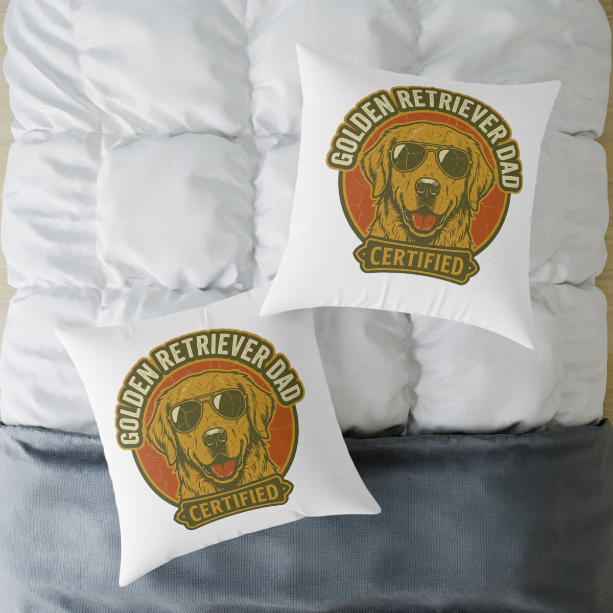 Funny Golden Retriever Dad Certified Pillow