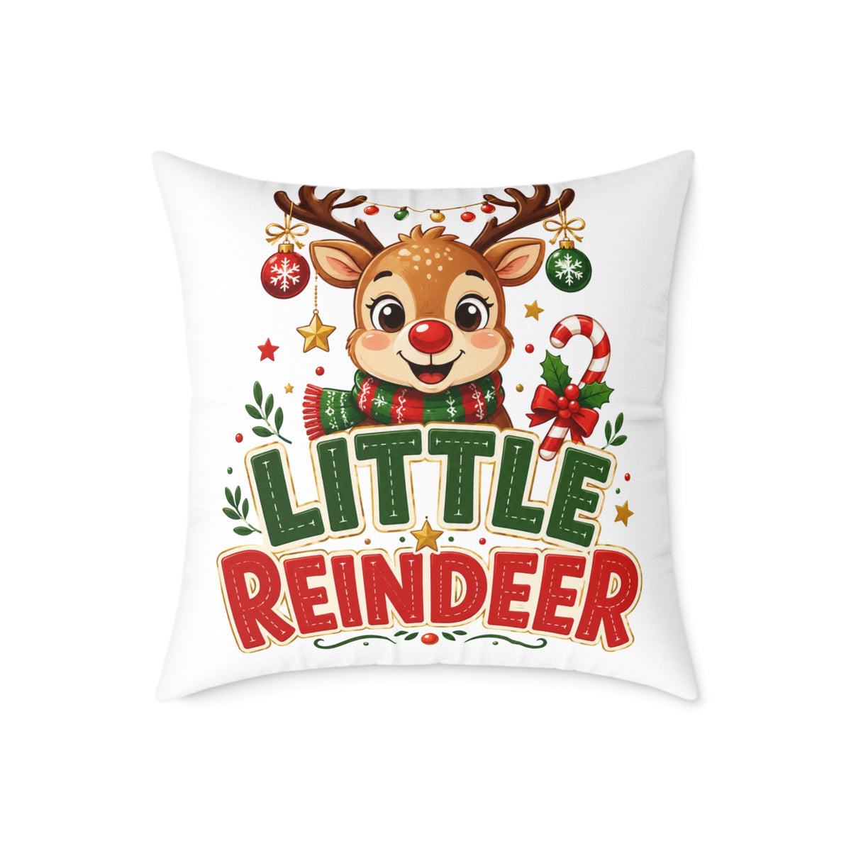 Little Reindeer Christmas Throw Pillow - Cute Kids Holiday Decor